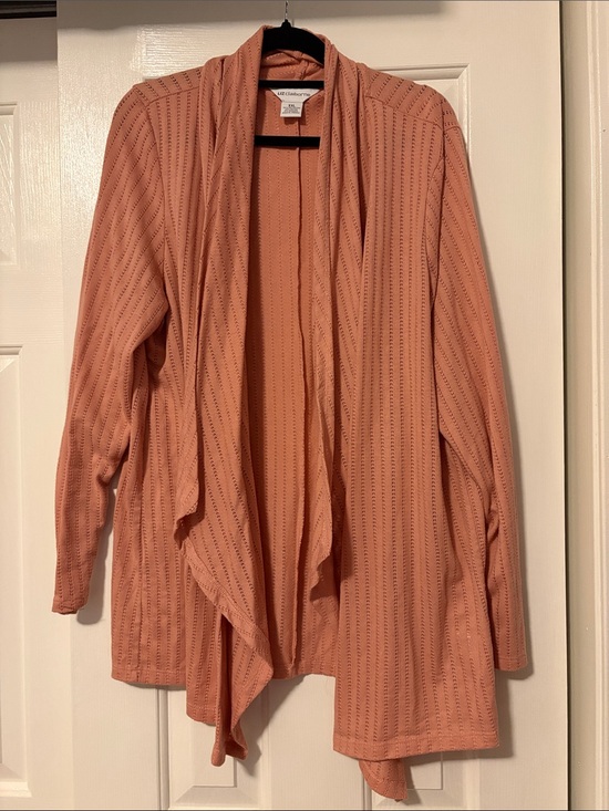 Liz Claiborne Sweaters - Liz Claiborne Dusty Rose Open-Front Pointelle Cardigan